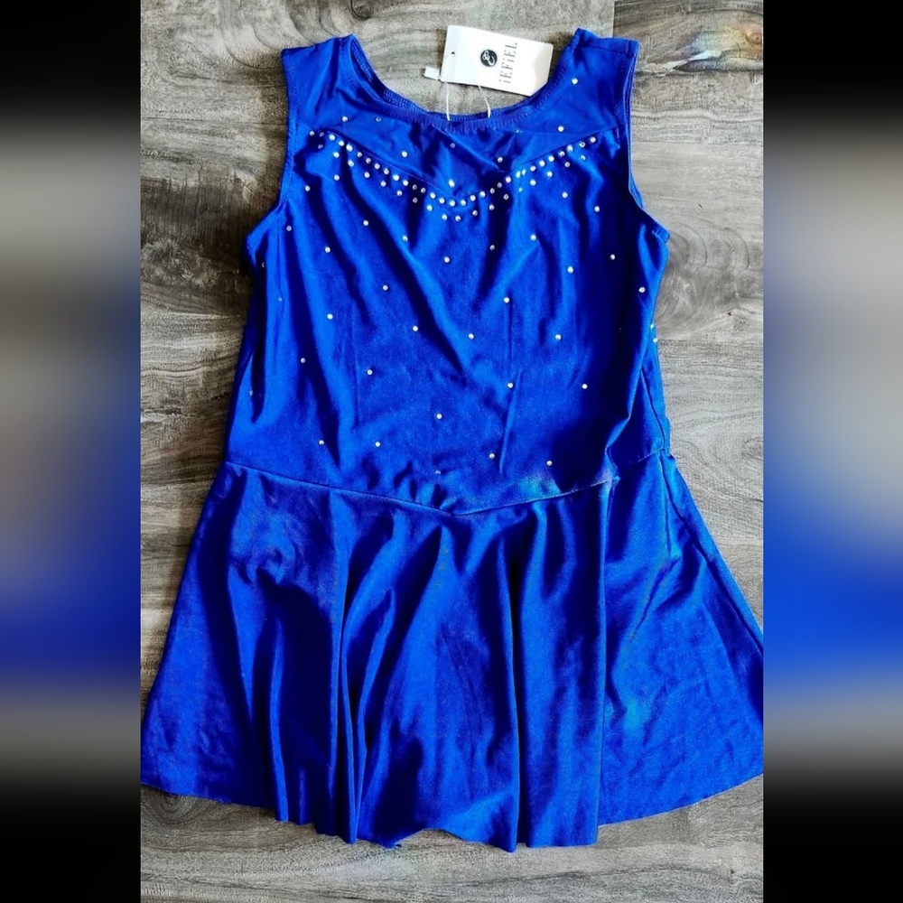 Blue Kids Costume Dress with Rhinestones Size 12